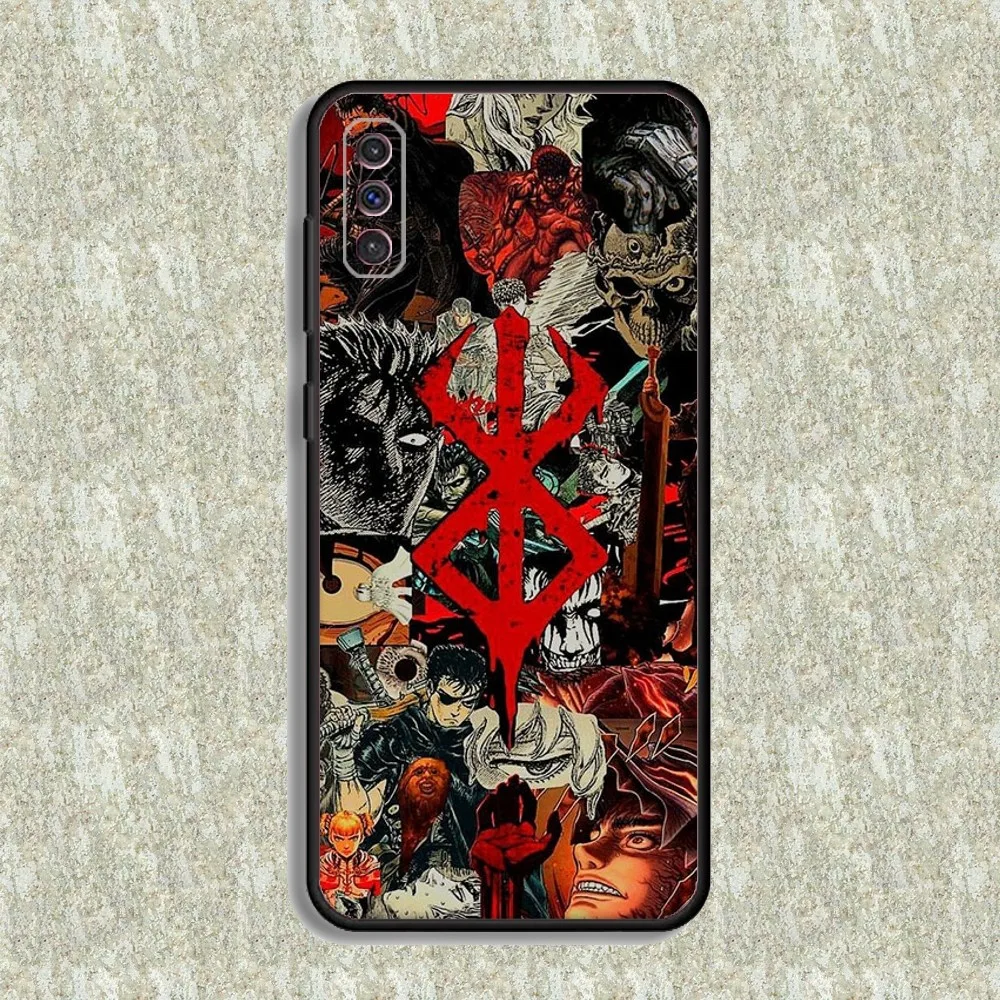 Manga B-BerserkS Guts Phone Case For Samsung S23,23,22,30,21,10,9,Note20 Ultra,Lite,Ultra,5G,Plus,FE,Black Soft Case