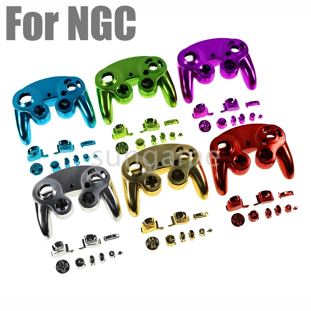 

10 комплектов для контроллера NGC Gamecube, хромированный корпус, чехол с ручкой, защитный чехол с заменой кнопок