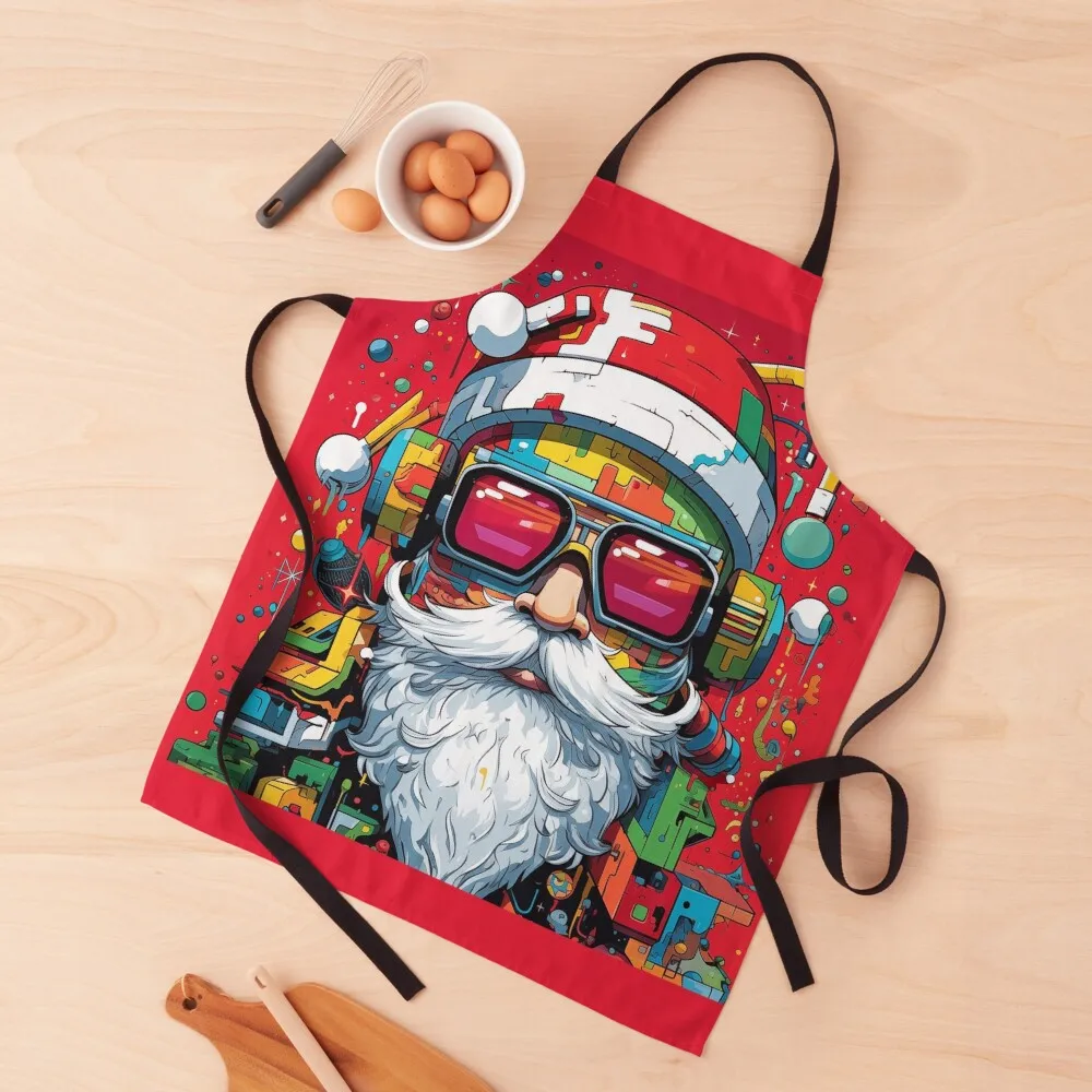 

Santa Claus & Cyberpunk 2 Apron Barista Kitchen Front Kitchen Supplies Idea Goods Apron
