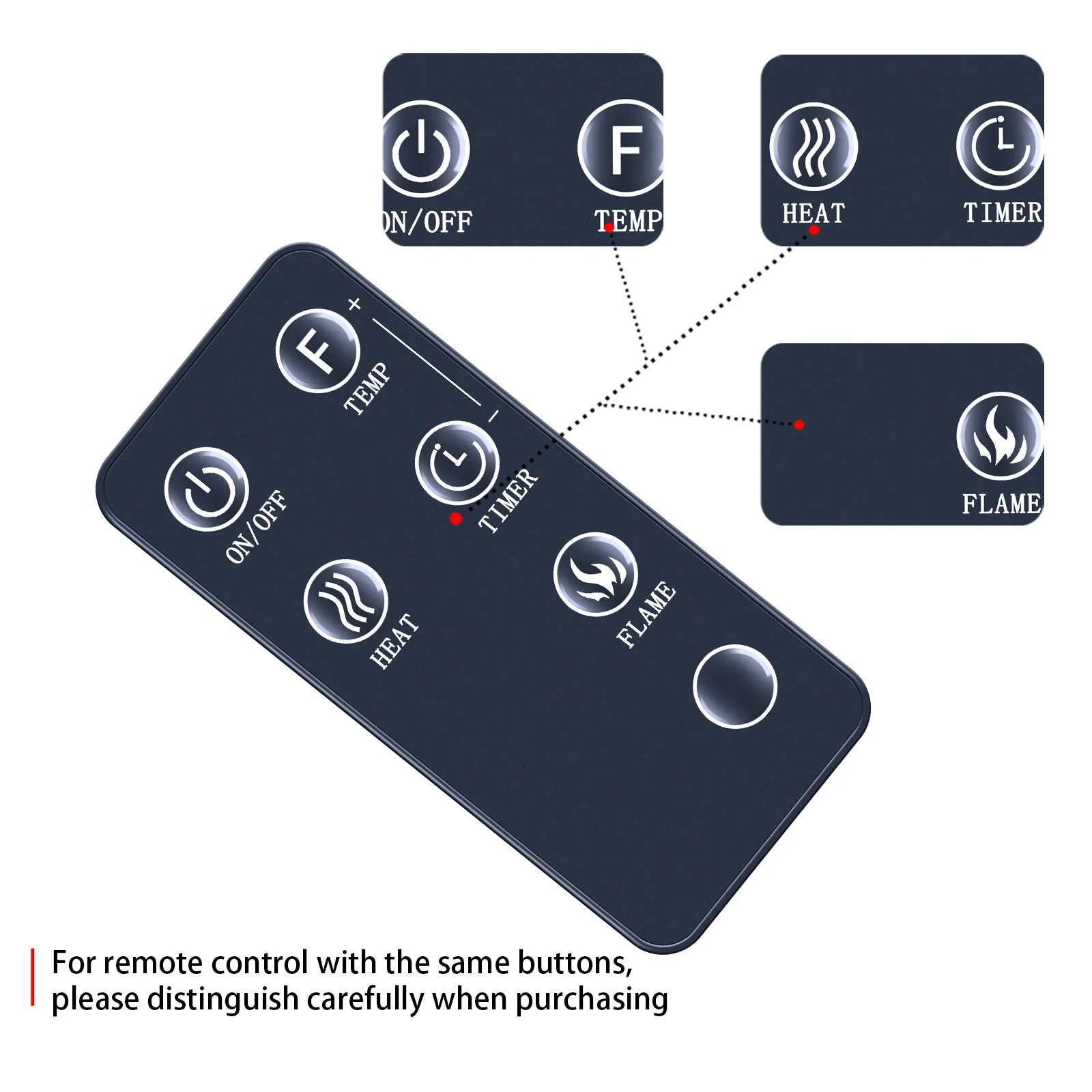 Nuevo Control remoto para chimenea eléctrica Greystone RV 324-000080 324-000142 F2625