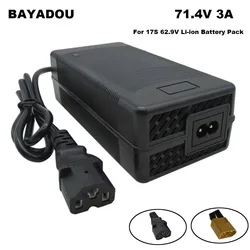 71.4V 3A Li-ion Charger 17S 61.2V 62.9V 3A 20AH 30AH Lithium Battery Chargers T/PC/IEC 3Pin Connector