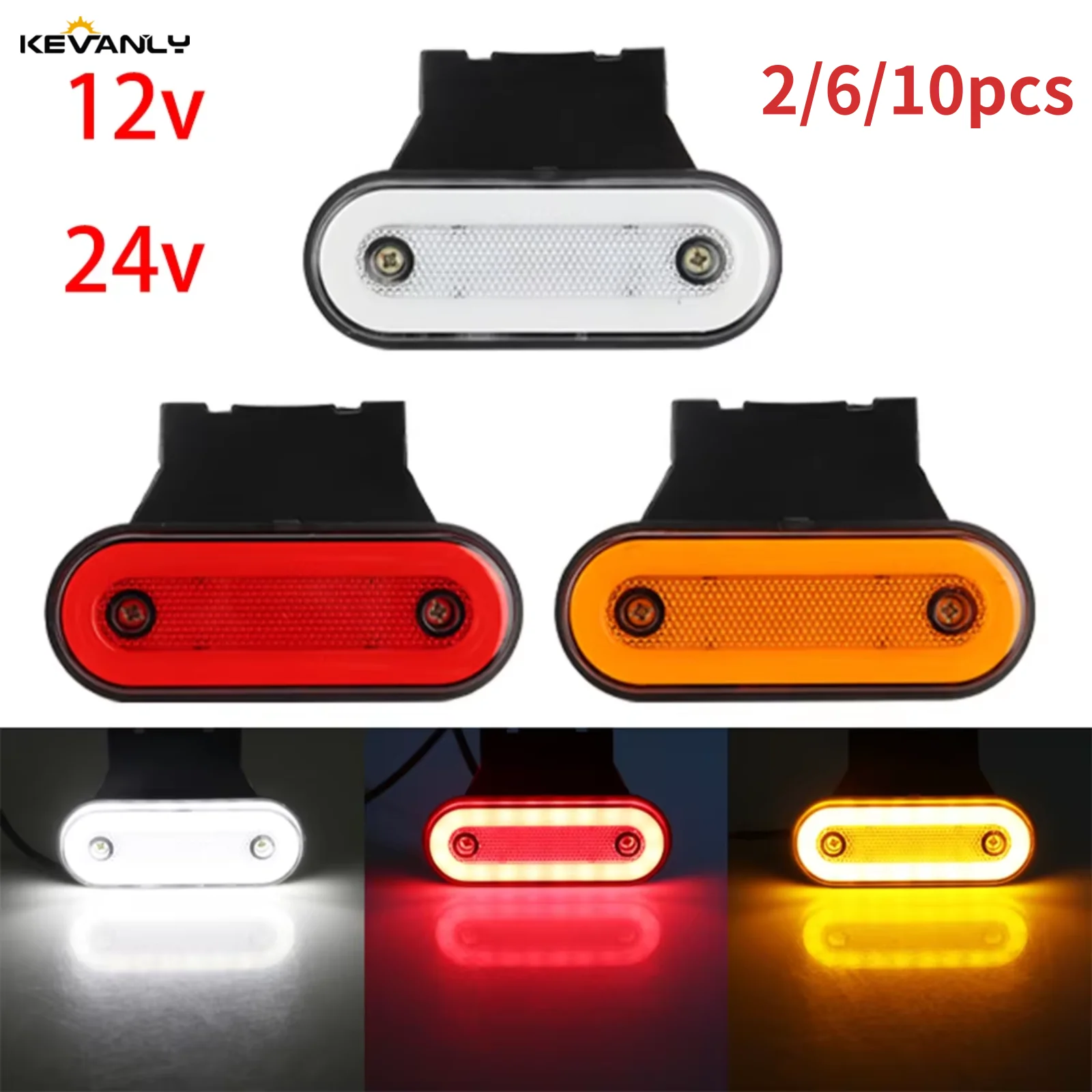 

2/6/10pcs 24V Led Side Marker Light with Bracket Truck Clearance Lamp Tail Light Trailer Tractor Lorry Warning Parking Lamp DRL