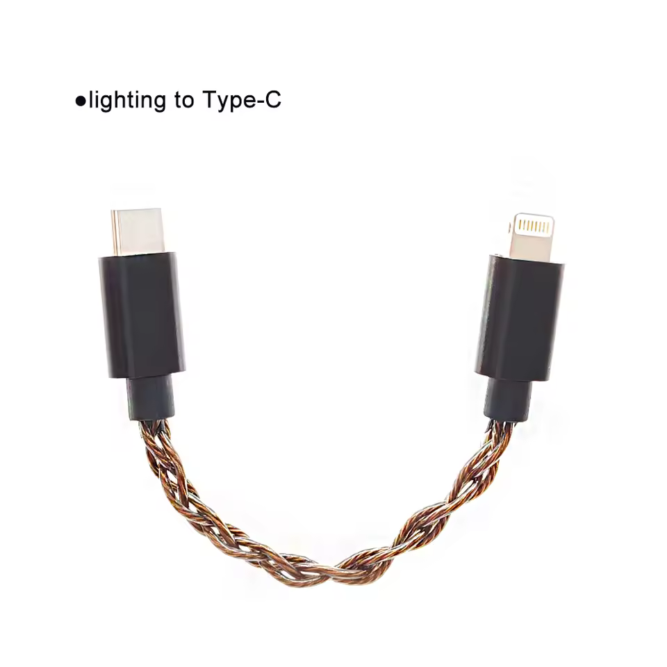 HIFI OCC 실버 도금 USB C Type-C-C 조명 헤드폰 어댑터 케이블