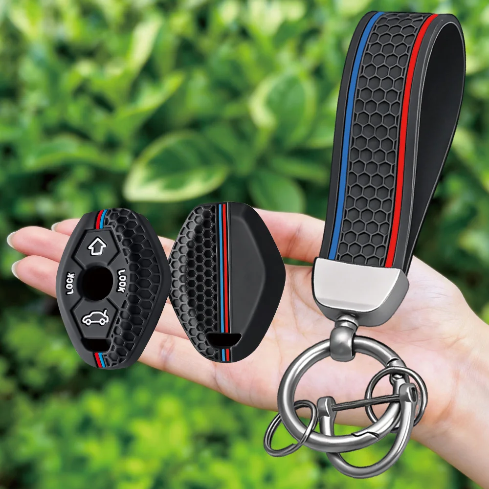 2 Buttons Silicone Remote Car Key Cover Holder Key Case for Bmw E46 E39 E53 X5 X3 E83 X3 Serie 7 5 3 330i Accessories Keychain