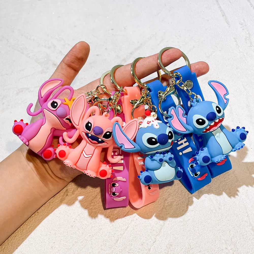 1/6pcs Lilo & Stitch Speelgoed Sleutelhanger Anime Stitch Cartoon Sleutelhanger Zoete Engel Keychians Vrouwen Auto Sleutelhanger meisje Verjaardagscadeau