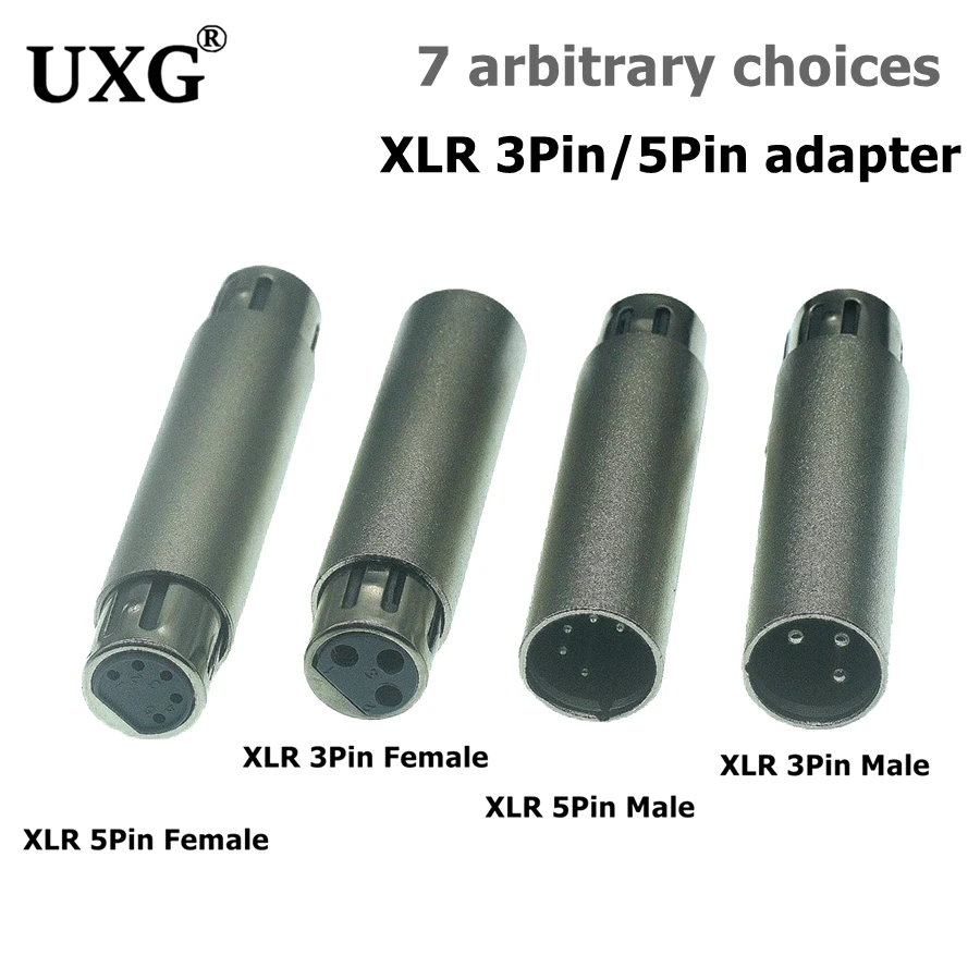 3Pin XLR To 5Pin DMX Metal Cased Converter Audio Lighting Adapter 3 Pin Male To 5 Pin Female 3 Pin Female To 5 Pin Male Connect