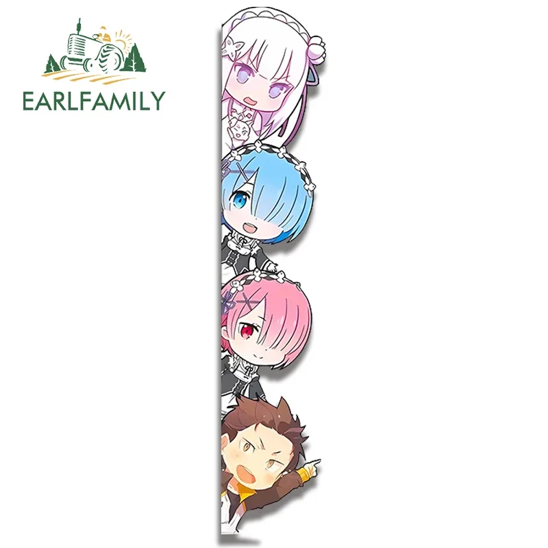 EARLFAMILY 13cm x 2.6cm Car Stickers For Rem Kawaii Peeker Cute Anime Motorcycle Windows Decal Car Accessories Creative RV JDM