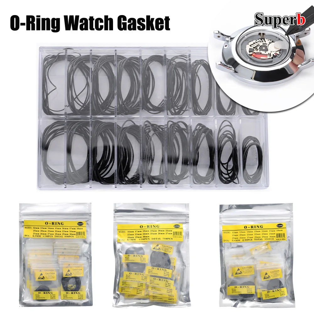 

0.5/0.6/0.7mm Rubber O-Ring Waterproof Watch Back Cover Gasket Washers 12-30mm Watch Repair Tool Accessories for Watchmaker