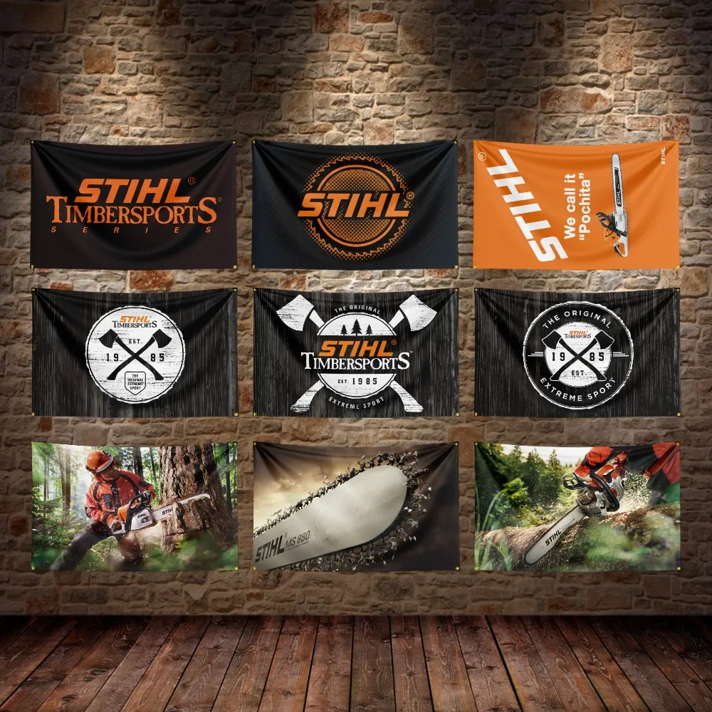 3X5Ft Stihl Timbersports Series Flag Polyester Digital Printing Banner For Decor