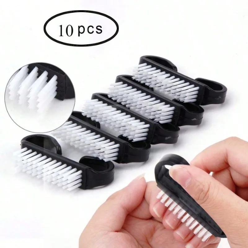 Conjunto de escova de unhas de 10 peças-punho de plástico para limpeza de unhas e pés, purificador fácil para manicure diária e pedicure