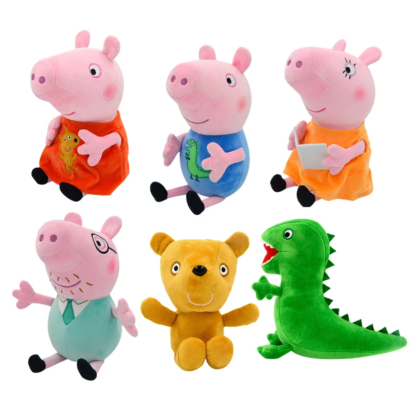 4pcs/set Peppa Pig Plush Toy cute Dinosaur Teddy Bear Stuffed George Family Stuffed Animals Doll figure Party decor Child Gift