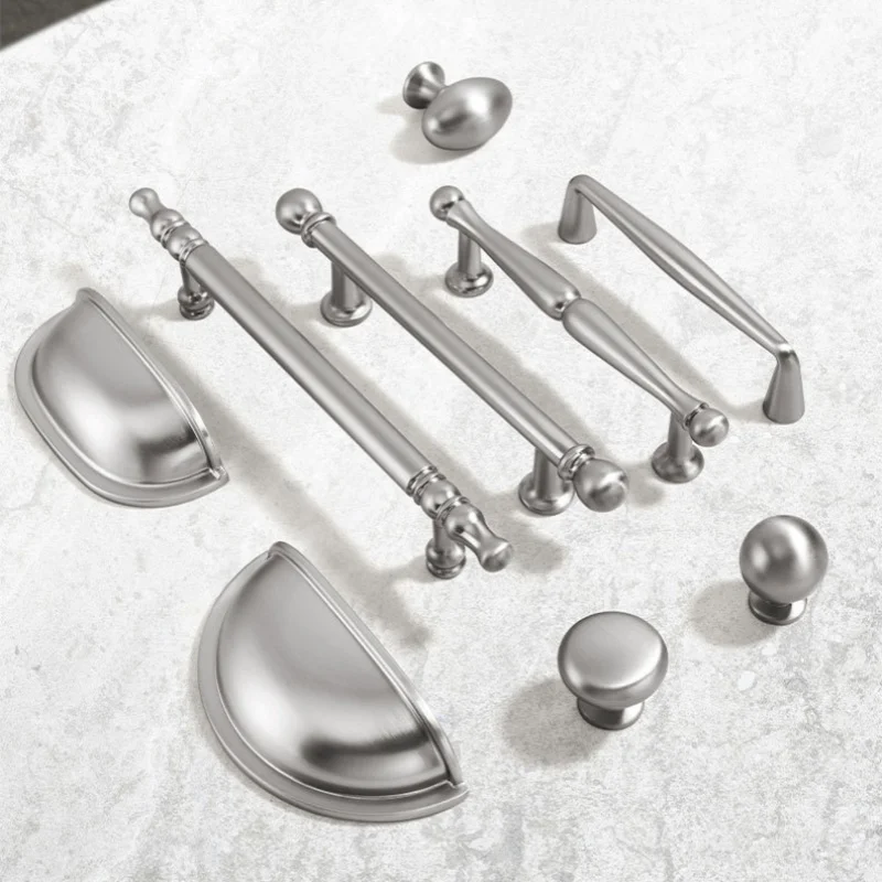 Nickel Brushed Kitchen Cabinet Storage Handles Drawer Knobs Cupboard Wardrobe Door Pulls Kitchen Accessories Furniture Handles