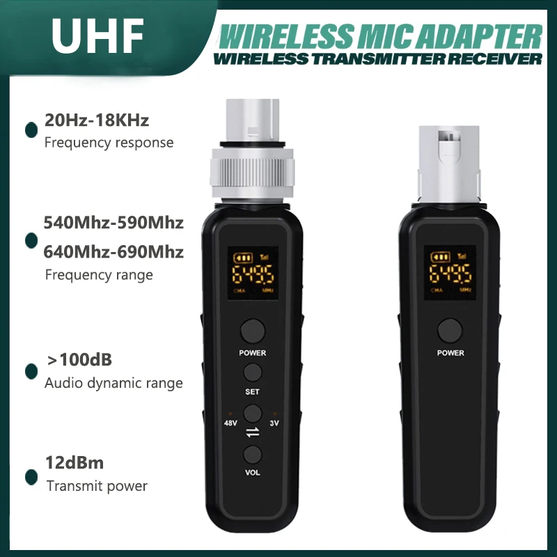 

UHF Wireless Microphone Converter XLR Transmitter And Receiver Microphone Wireless Systems For Dynamic Condenser Microphone