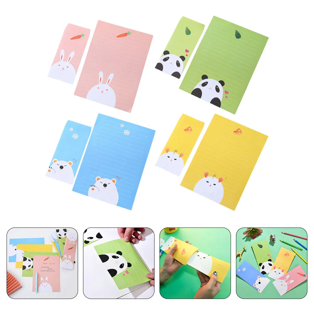 

4 Sets Pastel Letter Paper Envelop Package Writing Pad Cute Stationary Envelope