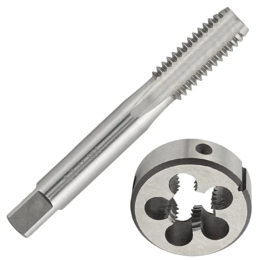 HUAZHICHUN 1PC 1-8-28UNS Tap + 1PC 1-8-28UNS Die,  HSS Tap and Die Set Right Hand Tap