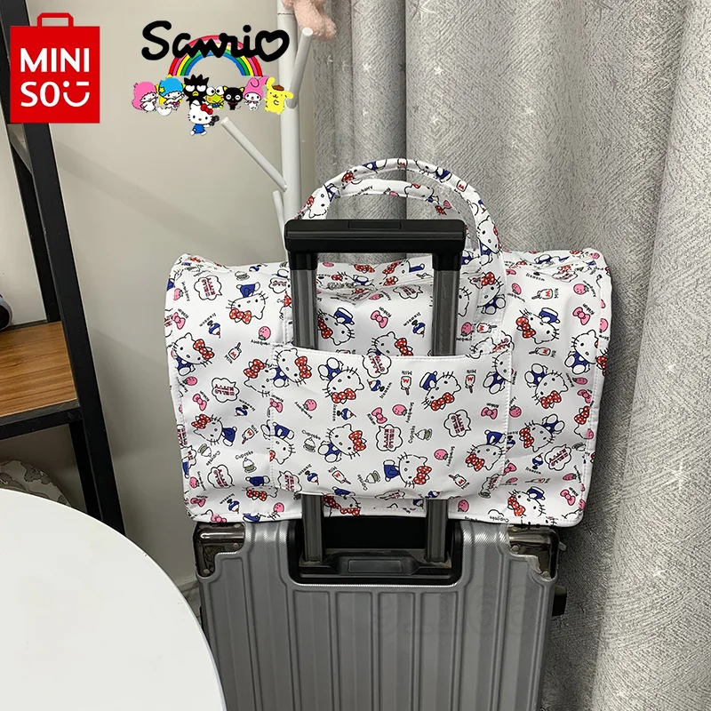 HelloKitty tas Travel wanita kartun, tas tangan kapasitas besar, tas selempang satu bahu Multi fungsi, tas perjalanan baru untuk wanita