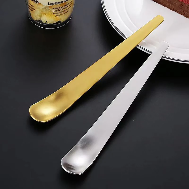 

Camping Long Handle Flat Head Spoon Stainless Steel Coffee Spoon Cake Dessert Spoon Icecream Tea Tiny Stirring Spoons Tableware