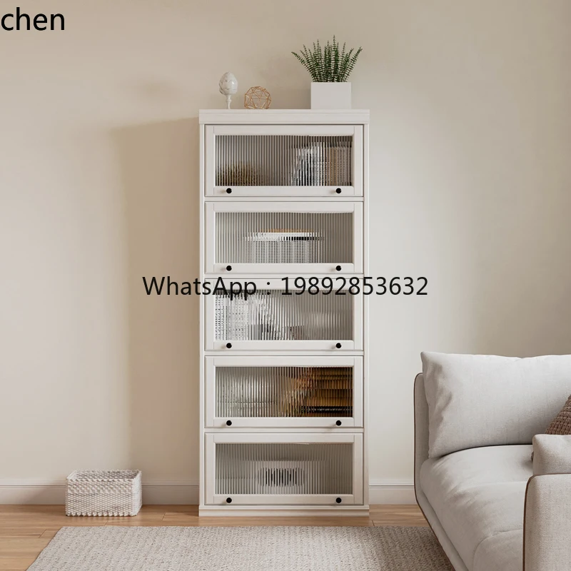 Children's Bookcase Bookshelf Shelf Floor-to-ceiling Bookcase Combination Display Cabinet Living Room Dust-proof Glass Door