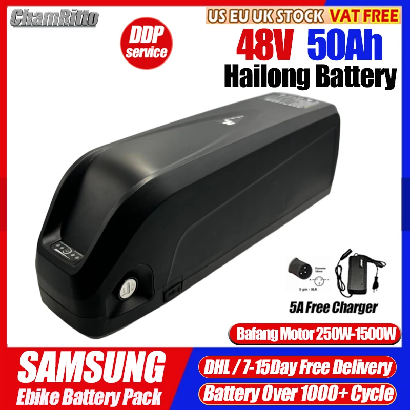 

E Bike Akku 48V Hailong 20ah 30ah 40ah 50ah 60ah Lithium Batterij 52V Elektrische Fiets 72V 60V 36V E bike Motor 13S 5P Accu