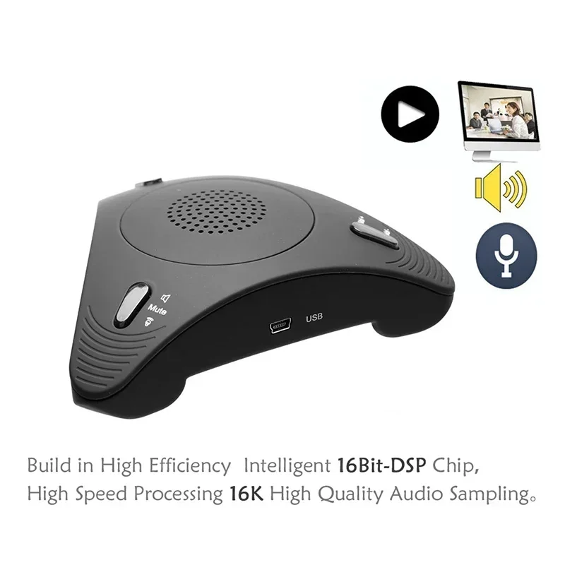 USB Desktop Computer Microphone, Mute Button with LED Indicator, Omnidirectional Condenser Conference Microphone Speaker