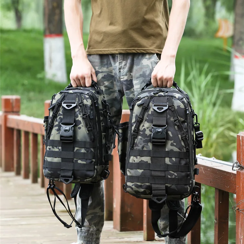 Imagem -02 - Pesca ao ar Livre Combater Bolsa Impermeável Caminhadas Ciclismo Viagem Mochila Ombro Tactical Bolsa Peito Peixe Iscas Ferramentas Mochila