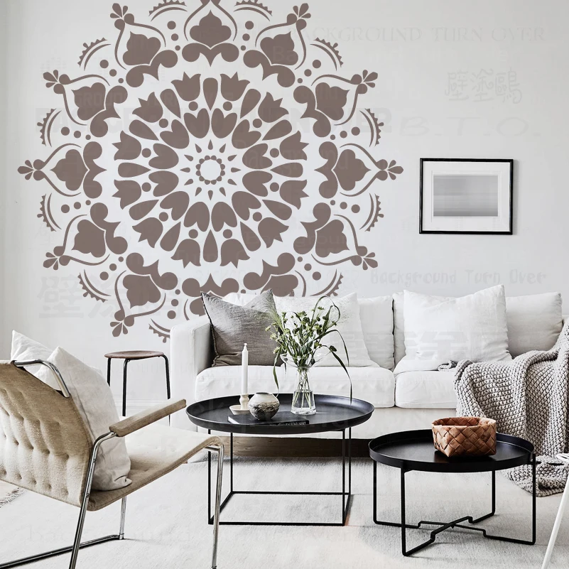 130cm - 170cm Stencil Wall Decor For Painting Decorative Template To Paint Furniture Makers Big Large Mandala Ceiling Round S068