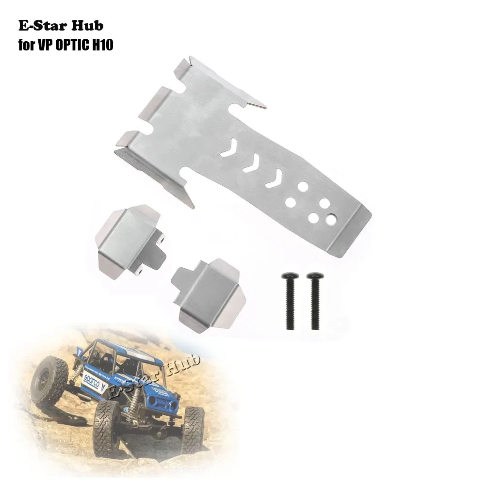 Stainless Steel Front and Rear Chassis Armor Protector Skid Plate for VP OPTIC H10 RC Climbing Car Truck