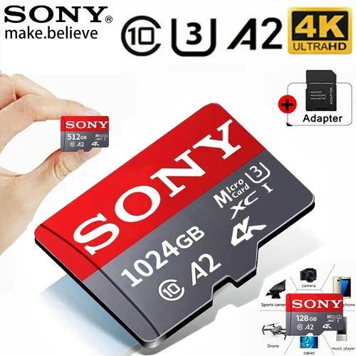 Imagen 2 del producto Nueva tarjeta Sony de 1TB, tarjeta de memoria Flash SD/TF, tarjeta Micro SD de alta velocidad, 512GB, 256GB, 128GB, tarjetas Flash SD A2 U3 V60 para teléfono xiaomi