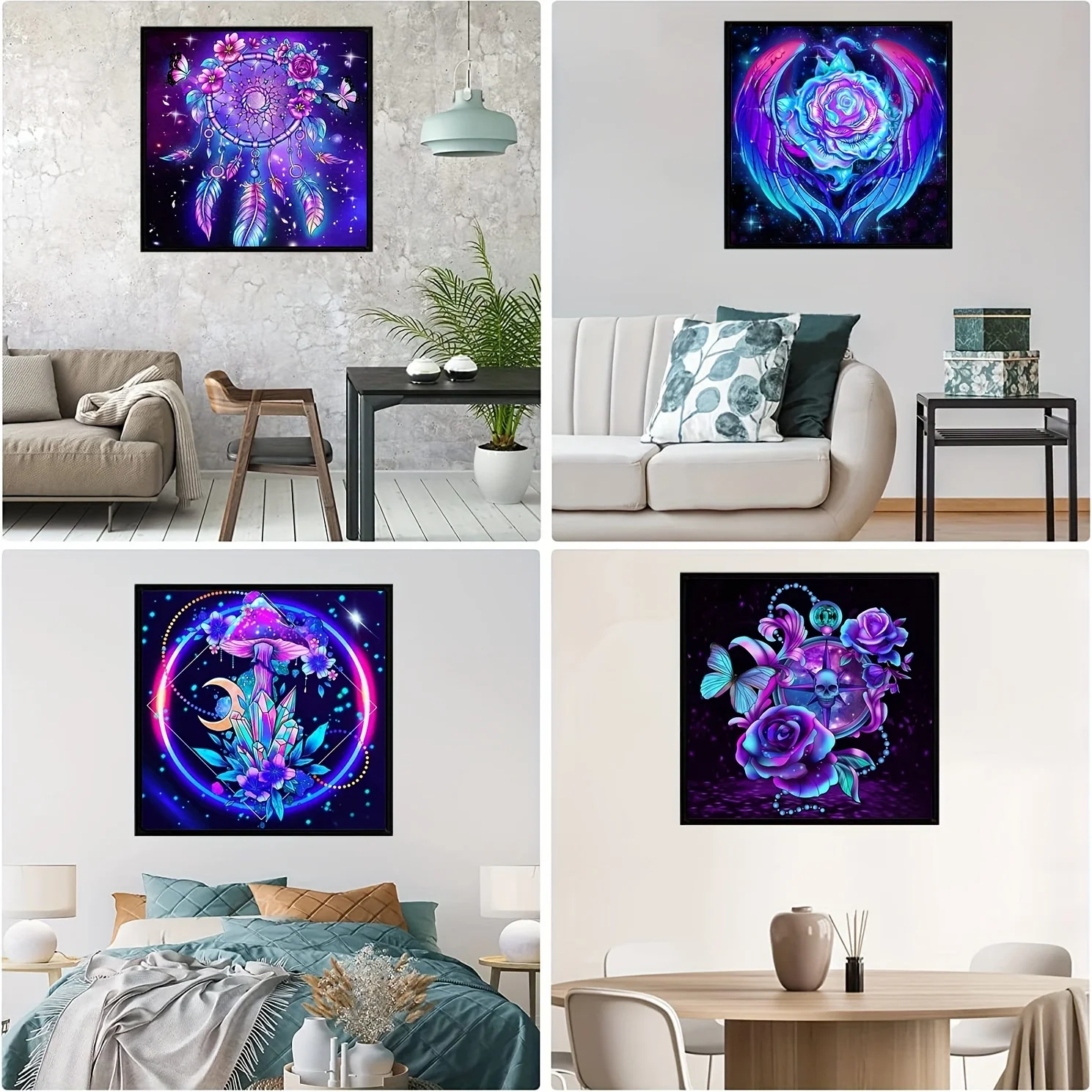 5D DIY Diamond Painting Beautiful Purple Space Flower Full Rhinestones Painting Embroidery Kits Handmade Home Decor