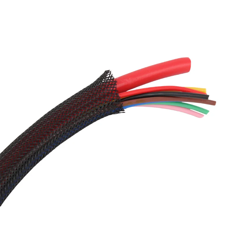 Manicotto per cavo intrecciato PET 5M 2-8mm PET/nylon ignifugo per cablaggio auto/PC