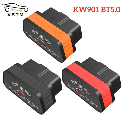 Konnwei KW901 BT5.0 OBDII Auto Car Diagnostic Tools ELM327 V1.5 OBD2 Scanner ELM 327 V1 5 ODB2 OBD 2 Code Reader wholesale price