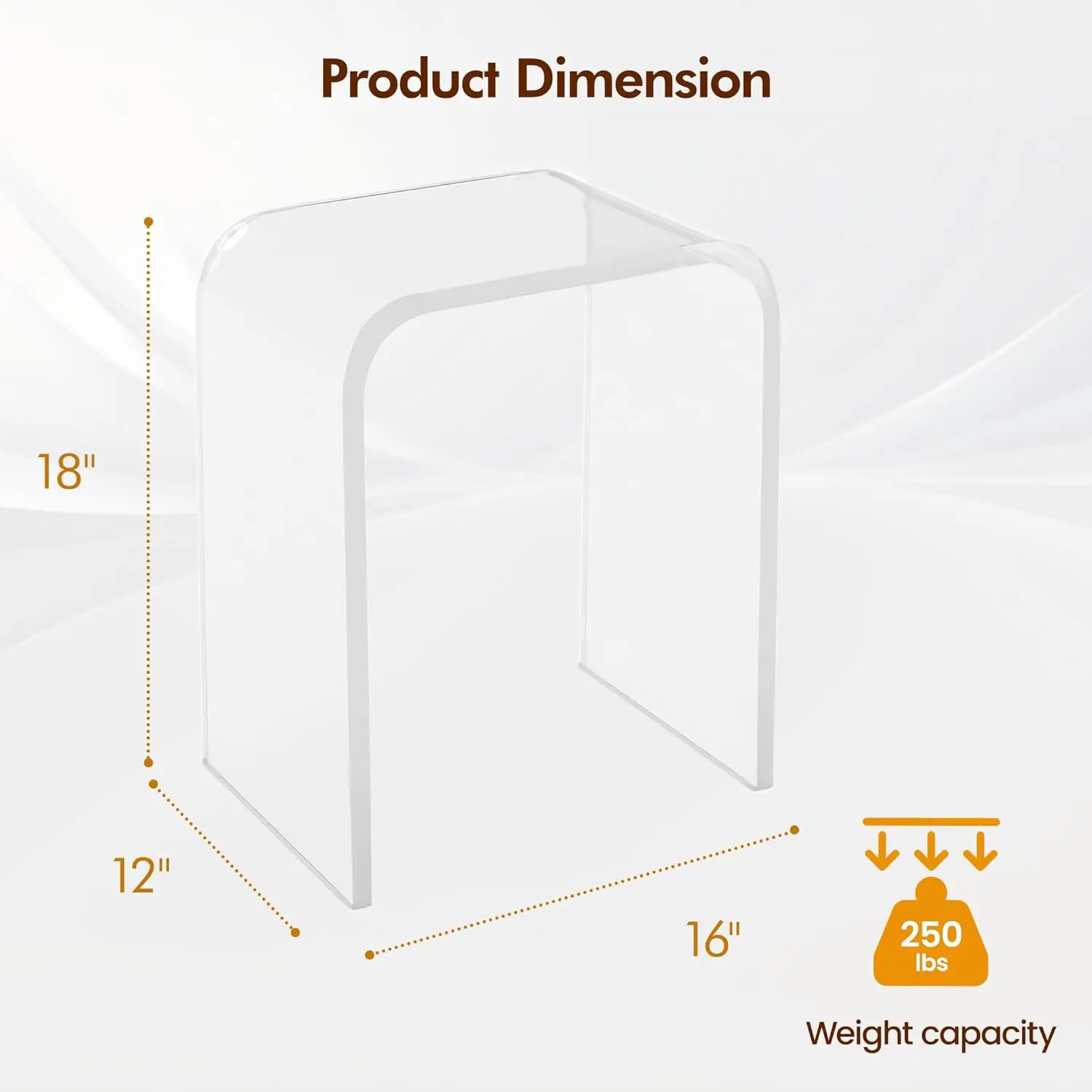 End Table, Clear Lucite Coffee Table With Waterfall Edges, Contemporary Square Nightstand And Side Table