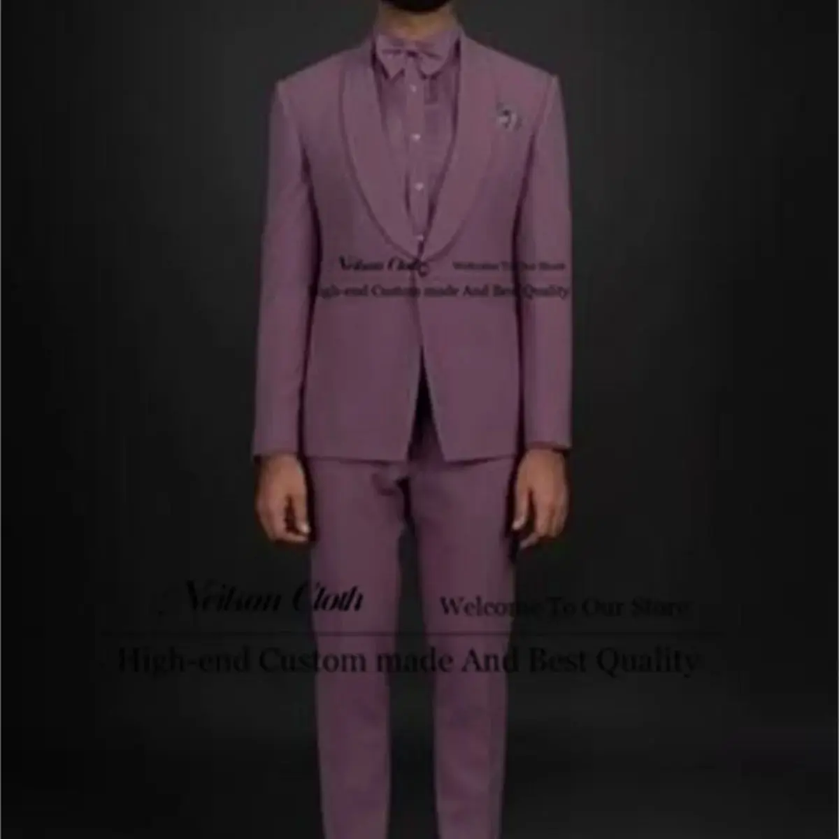 

Formal Purple Male Prom Blazers One Button 2 Pieces Sets Groom Wedding Tuxedos Shawl Lapel Slim Fit Groomsmen Terno Masculino