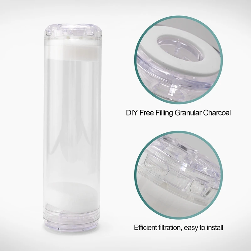 10-Inch Reusable Empty Clear Cartridge Water Filter Housing Various Media Refillable