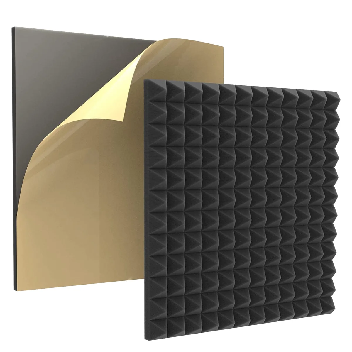 12 Pack Acoustic Foam Self-Adhesive Pyramid Foam,Sound Insulation Sound Absorber for Sound Studio, Office, Study,