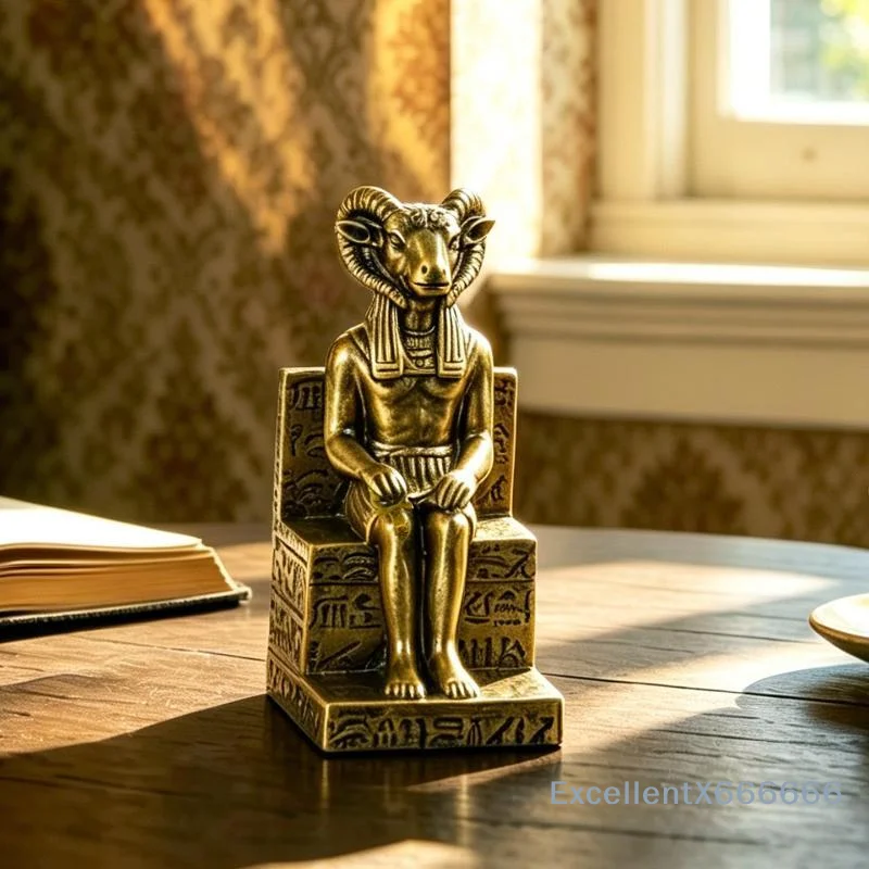 Egyptian Mythology Anubis Ram Khnum Resin Statue Set Retro Art Decor Figurines Waterproof Scratch-resistant for Home Living Roo