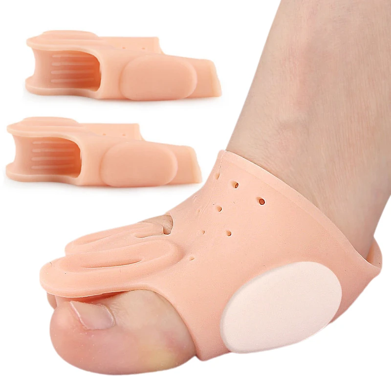 

2Pairs Hallux Valgus Forefoot Pad Silicone Gel Big Foot Bone Orthopedic Insole Toe Splitter Shock Absorption Massage Cushion