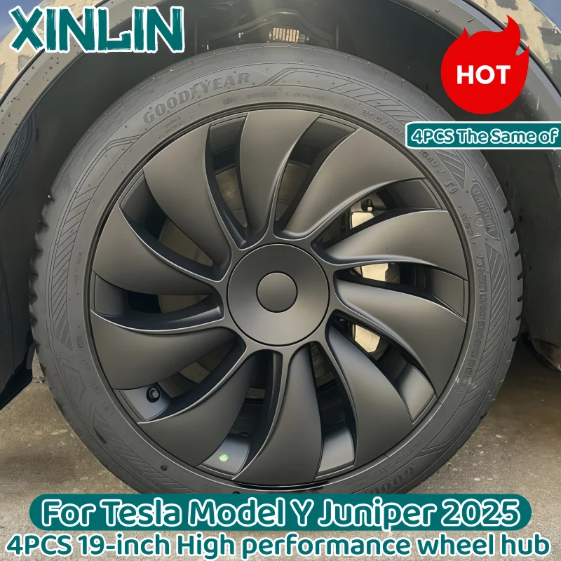 4PCS for New Tesla Model Y 2025-2026 Juniper 19in Turbine Style Hubcap Rim Cover Accessories Hub Cap Automobile Wheel Cap