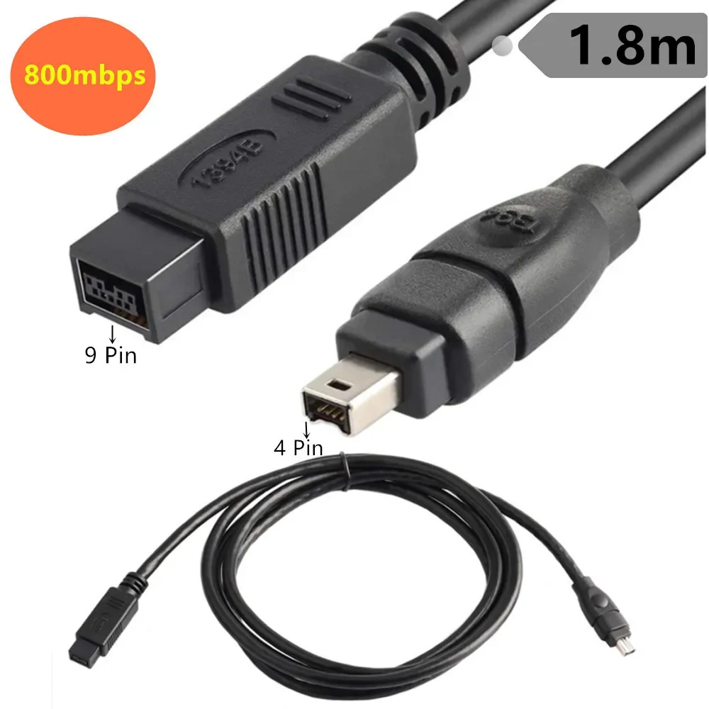 

IEEE 1394 Firewire 800 to 400 Firewire 9-to-4 Data Cable 1394 Cable 1.8/3/4.5m