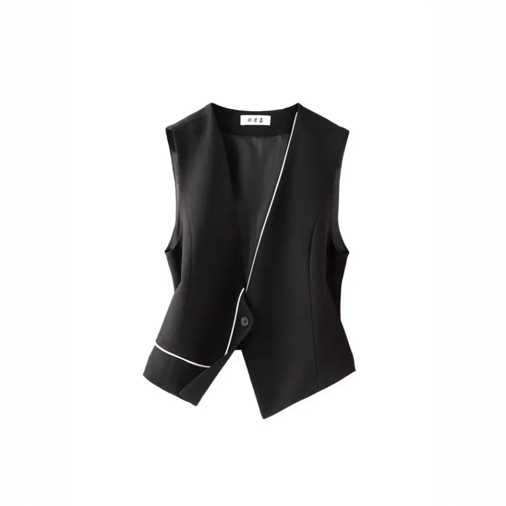 

Женский жилет без рукавов в стиле Old Money, весенний элитный нишевый дизайн, многослойный костюм, жилет для чувствительности моды