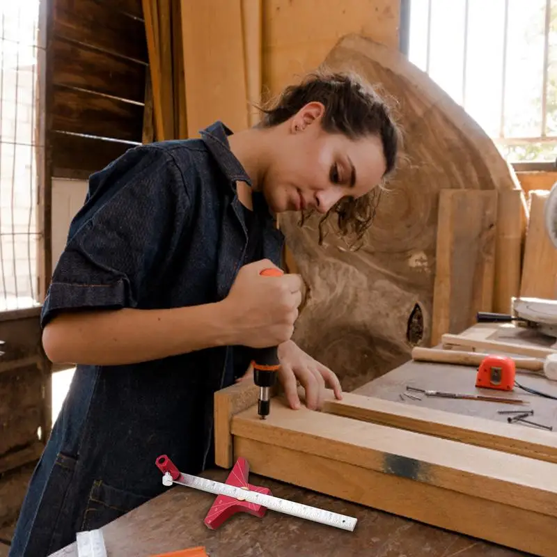 Scriber per la lavorazione del legno Righello per marcatura Disegno preciso Aiuto scorrevole T Falegname Righello quadrato Tipo T Righello per la lavorazione del legno per la fabbrica domestica