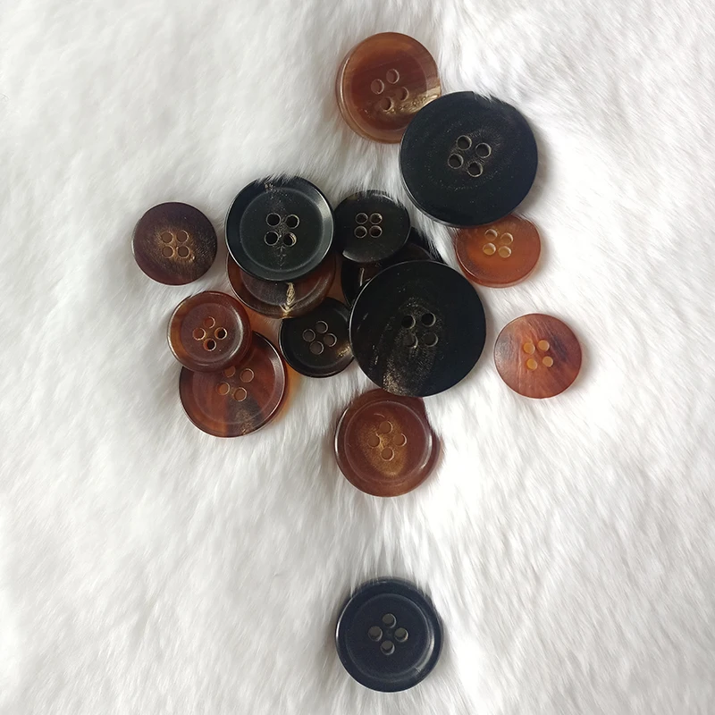 10Pcs Natural Horn Coat Sewing Buttons for Child Clothing Sweater Cardigan Decorations DIY Apparel Sewing 4-Holes Round Button