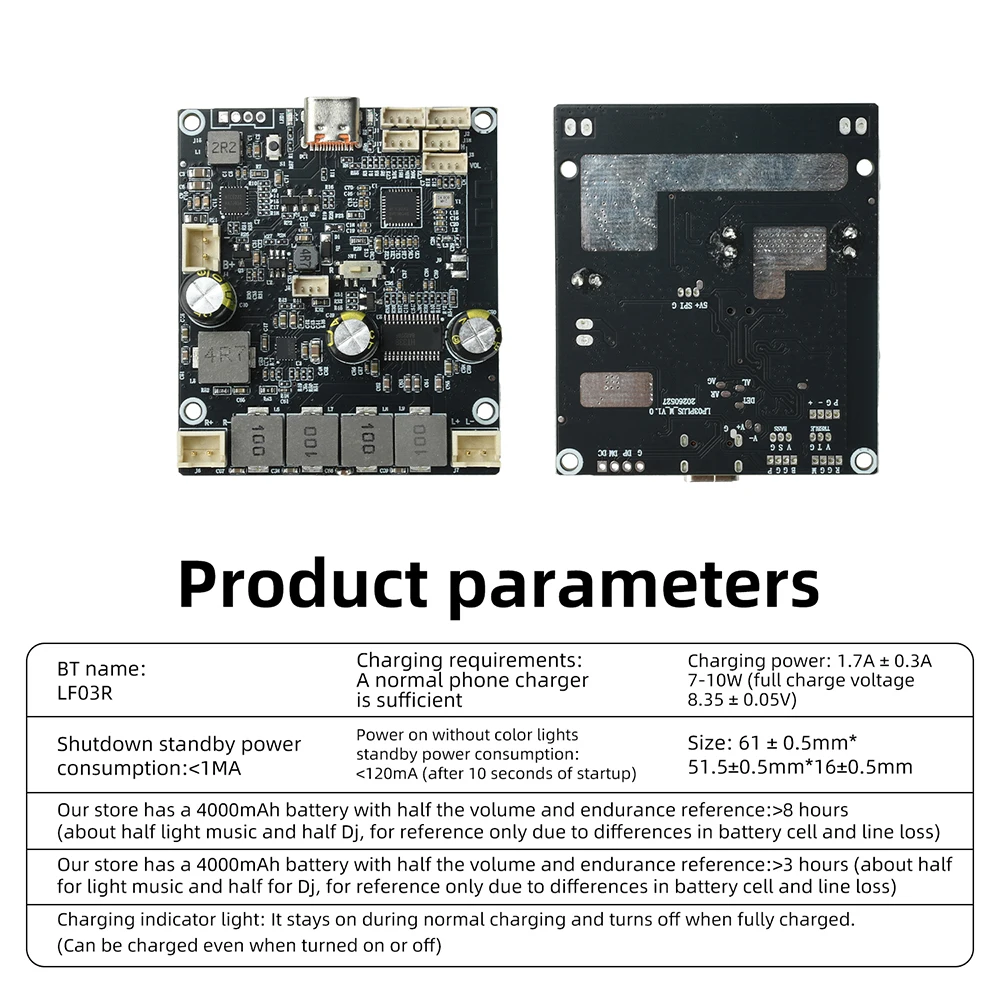 7.4V Boost Bluetooth Amplifier Board 2*25W Stereo Module TYPE C Charging Treble Bass Potentiometer LF03R For DIY Speaker