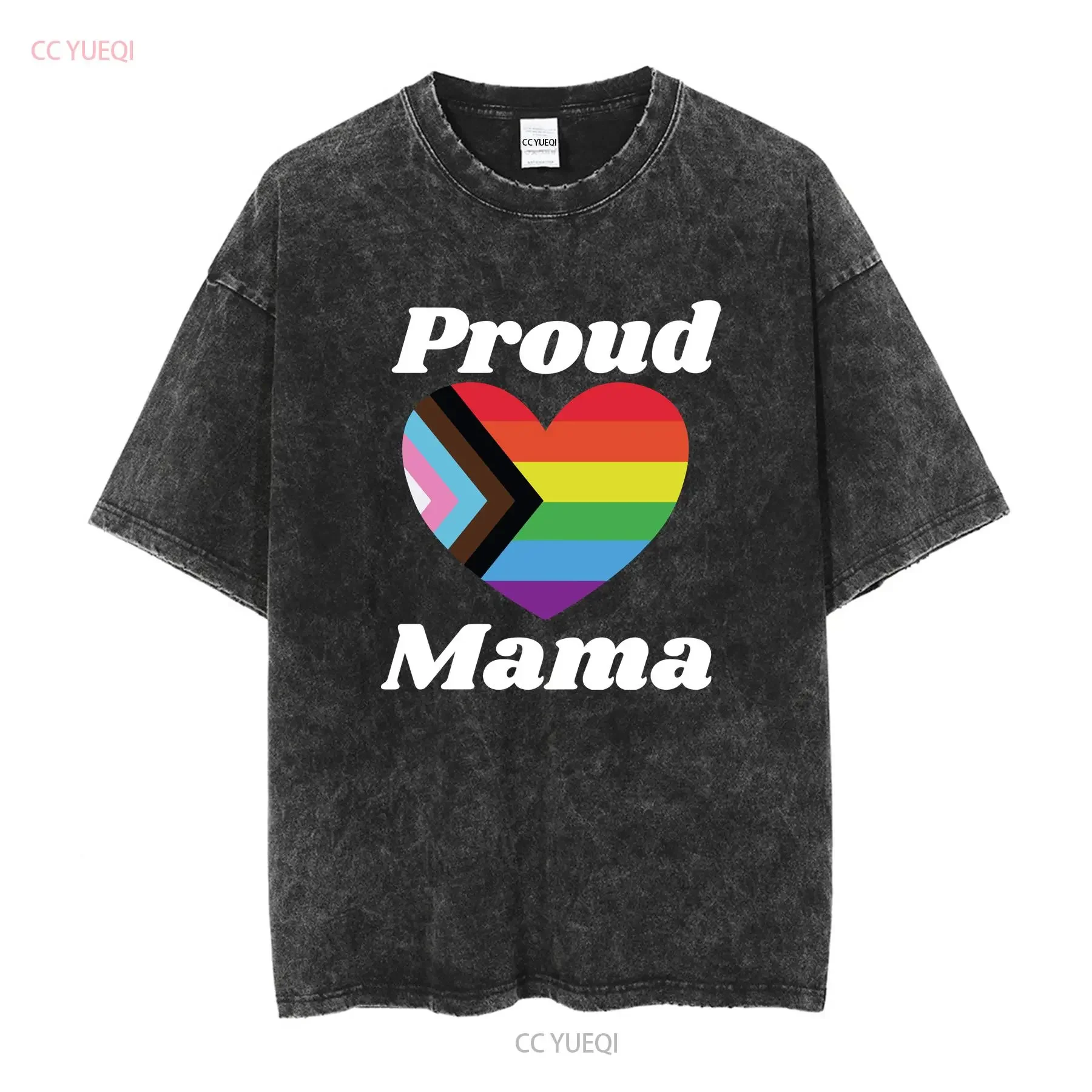 Proud Mama Gay Pride T Shirt LGBTQ Lesbian Mother of Mom Queer Momma long or short sleeves vintage Washed Breathable Unisex view 2