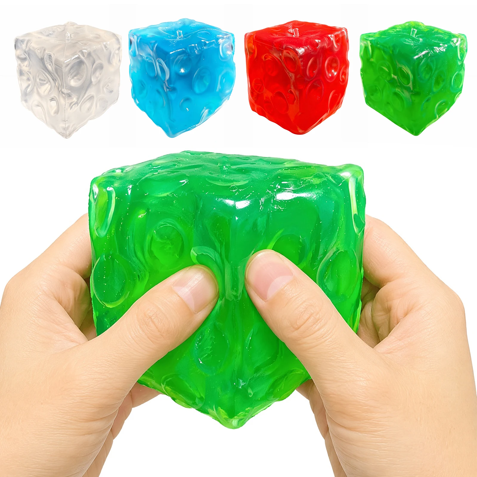 7.5cm Simulated Cheese Squeeze Toys Slow Rebound Clear Cheese Cube Stress Balls Cute Food Shape Fidgets Toy for Classroom Prizes