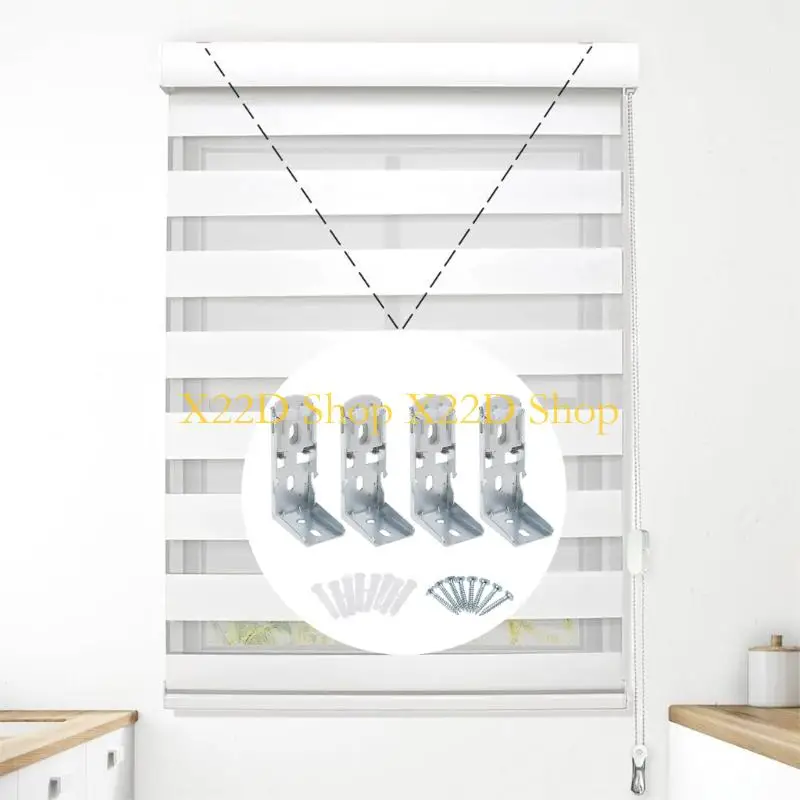 X22D 4 Pack Zebras Shade Mounting Brackets Window Treatments Repair Set Metal Blinds Brackets Support for 1-1/2