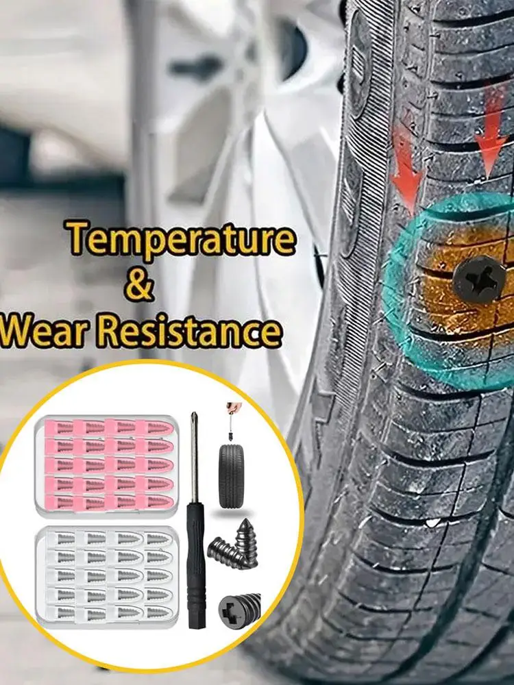 AliExpress NONE Vacuum Tire Puncture Repair Kit with Screwdriver & Storage Box Self-Service Plug & Patch for Car, Truck, Motorcycle, Bike Tire