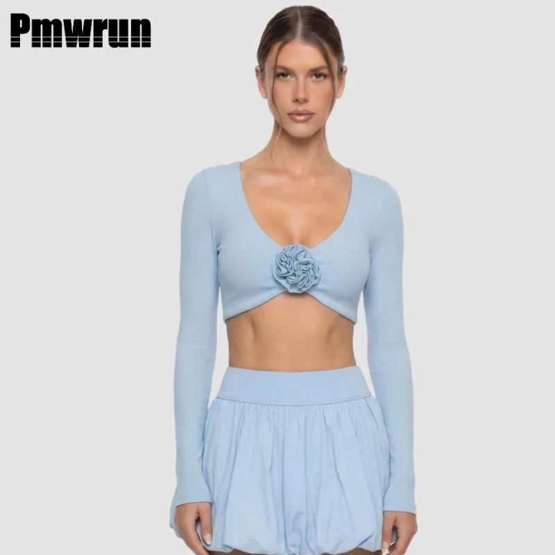 

PMWRUN Women 3 Piece Yoga Set Multi Color Long Sleeve Top V Waist Legging Skirt Options Soft Stretchy For Gym Yoga Daily Wear