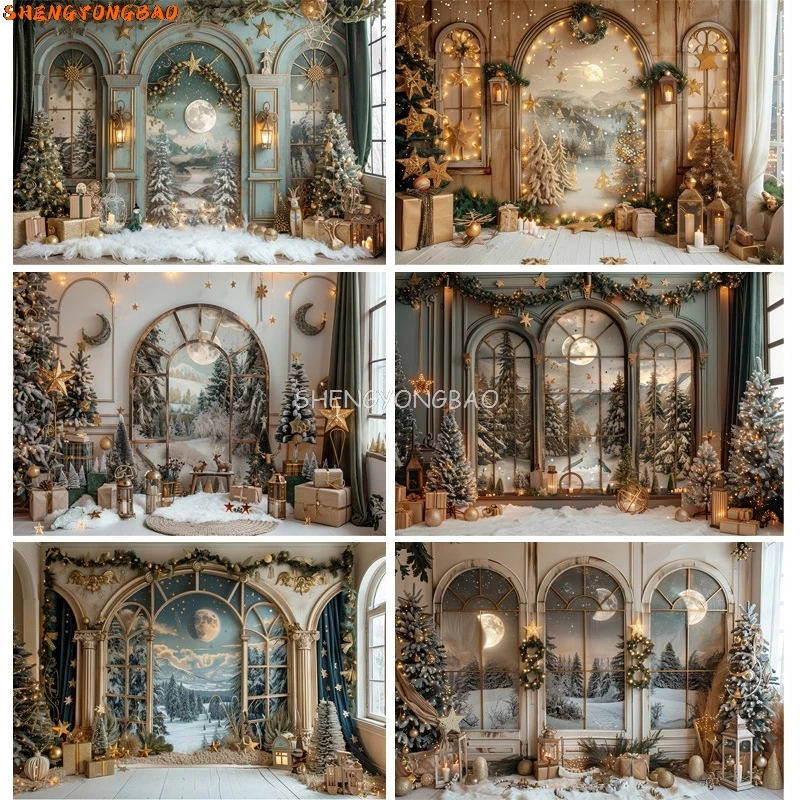 Toile de fond de photographie de Noël, tissu d'art, décoration de salon, nouvel an, cheminée de vacances, fond de fête intérieure, JS-05