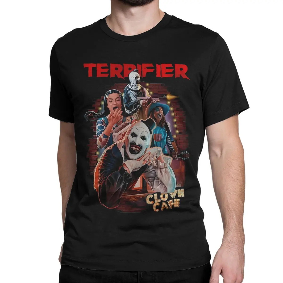 Terrifier 3 Killer Santa Clown T-Shirt for Men Halloween Vintage Pure Cotton Tee Shirt Crewneck Short Sleeve T Shirts Clothing